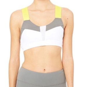 ALO Yoga Colorblock Bra - White, Gray, Yellow